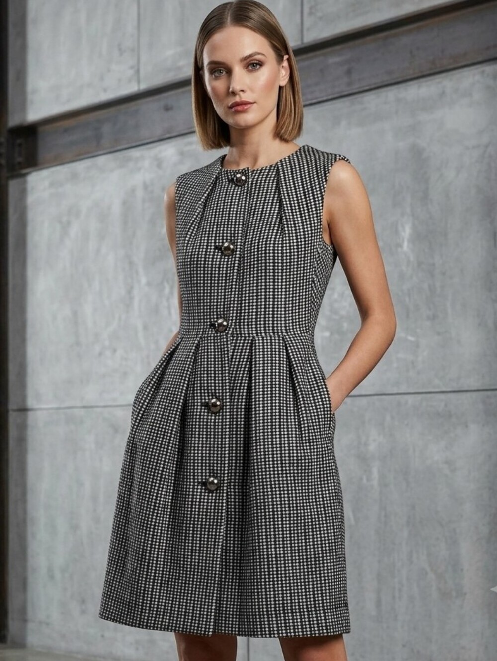 Martin Grant S SMALL Wool Mesh Tweed Dress